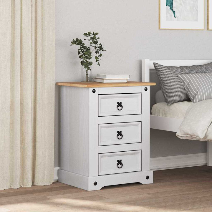 Sengebord Corona Hvid 53 x 39 x 66 cm Massiv fyrretræ