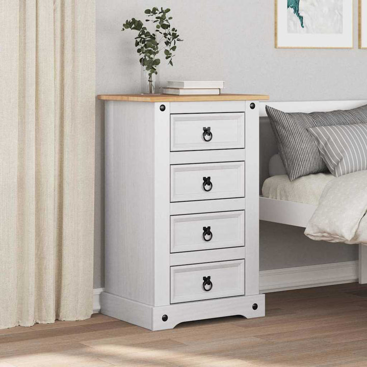 Sengebord Corona Hvid 53 x 39 x 84 cm Massiv fyrretræ