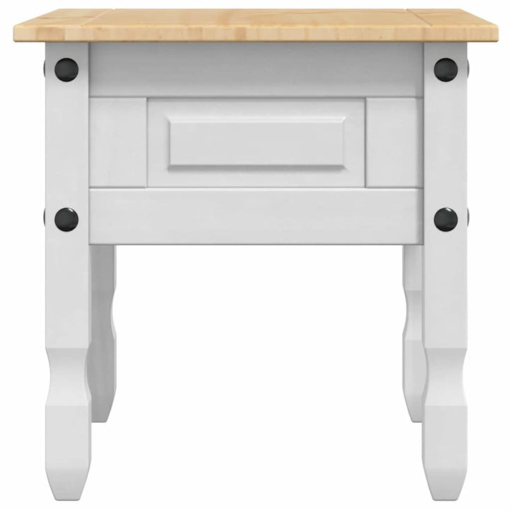Endebord med skuffe Corona Hvid 50 x 50 x 50 cm Massiv fyrretræ