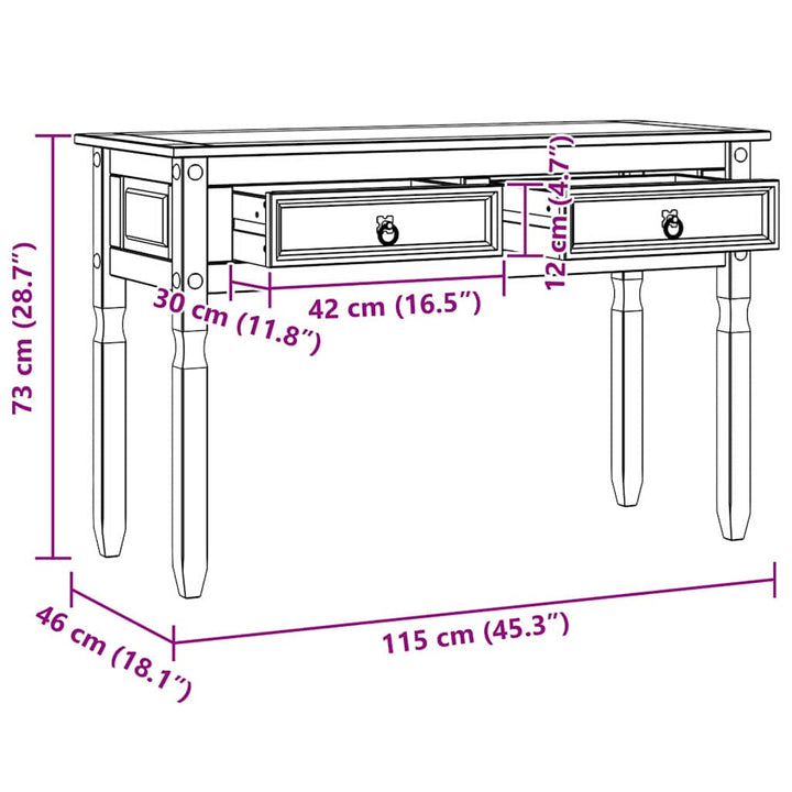 Endebord Corona Hvid 115 x 46 x 73 cm Massiv fyrretræ