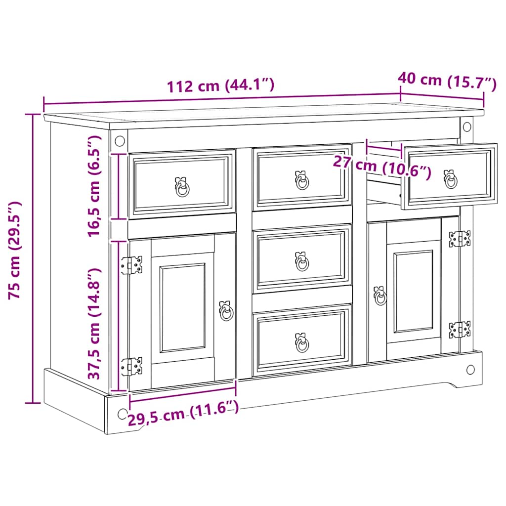 Opbevaringskister CORONA Hvid 112 x 40 x 75 cm Massiv fyrretræ
