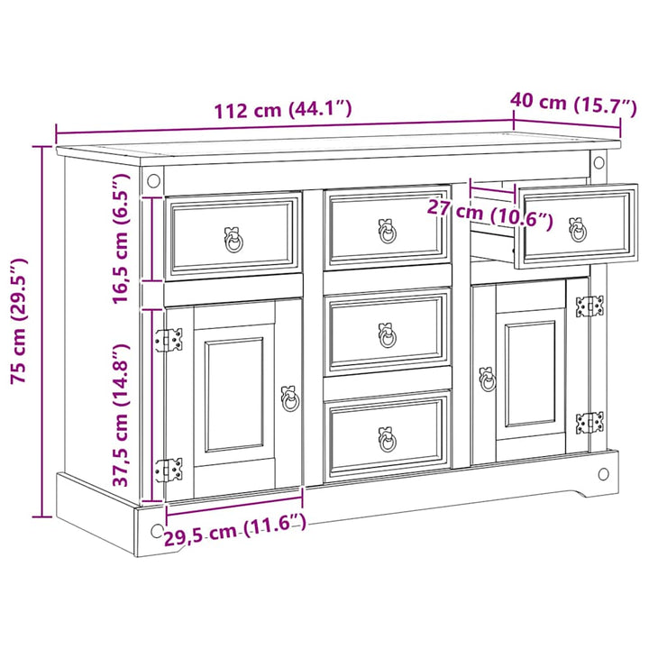 Opbevaringskister CORONA Hvid 112 x 40 x 75 cm Massiv fyrretræ