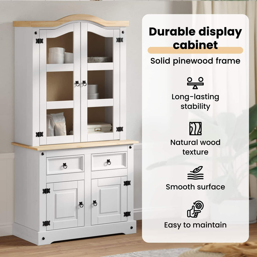 Sideboard Corona Hvid 100 x 48,5 x 179 cm Massiv fyrretræ