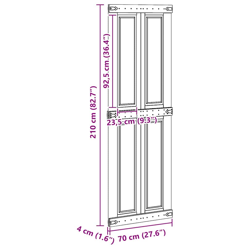 Ladedør Corona Hvid 70 x 210 cm Massivt fyrretræ