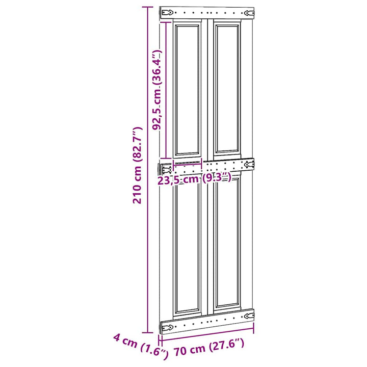 Ladedør Corona Hvid 70 x 210 cm Massivt fyrretræ