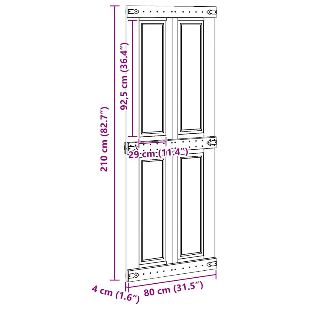 Ladedør Corona Hvid 80 x 210 cm Massivt fyrretræ