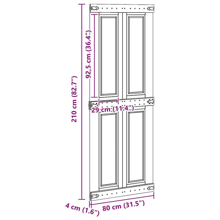 Ladedør Corona Hvid 80 x 210 cm Massivt fyrretræ