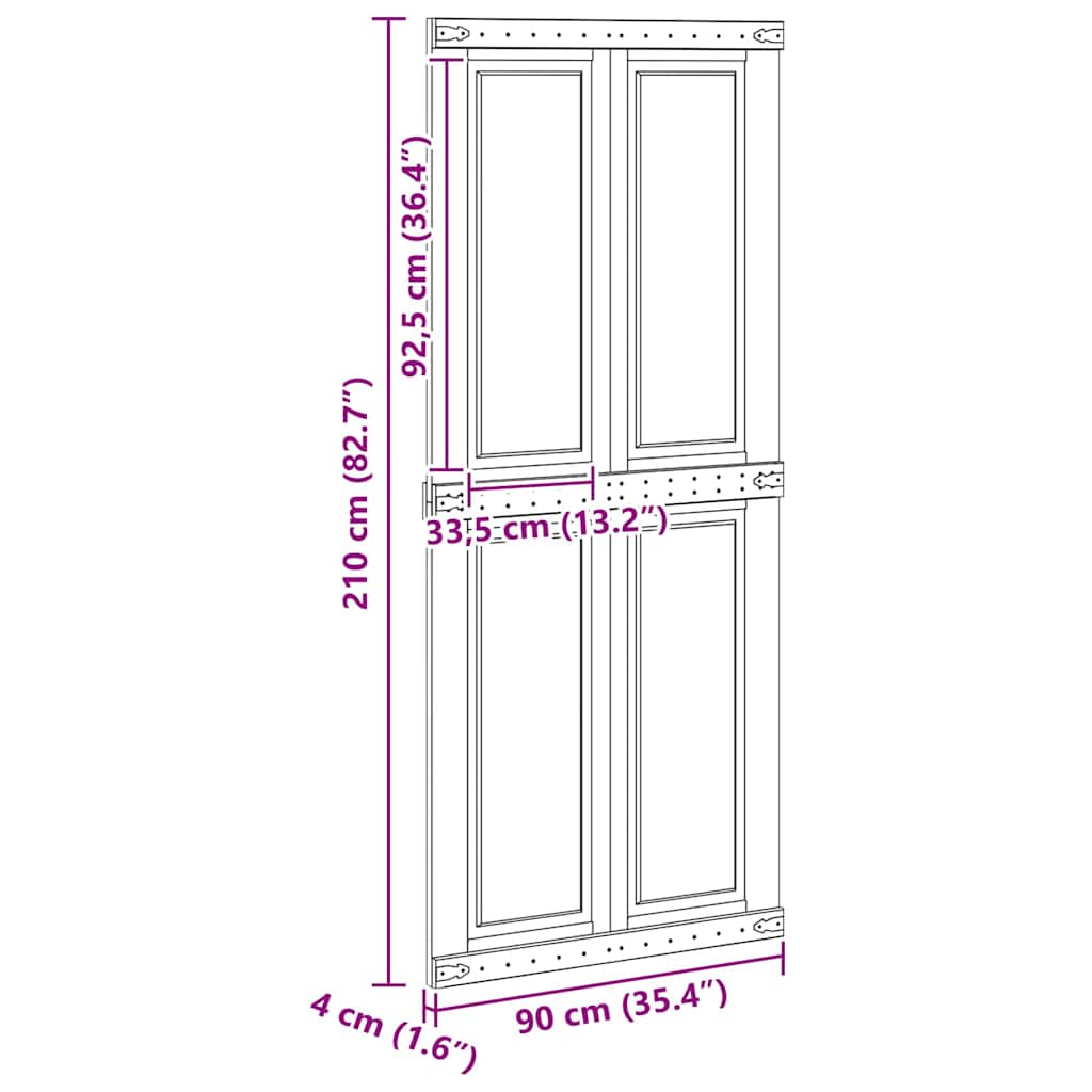 Ladedør Corona Hvid 90 x 210 cm Massivt fyrretræ