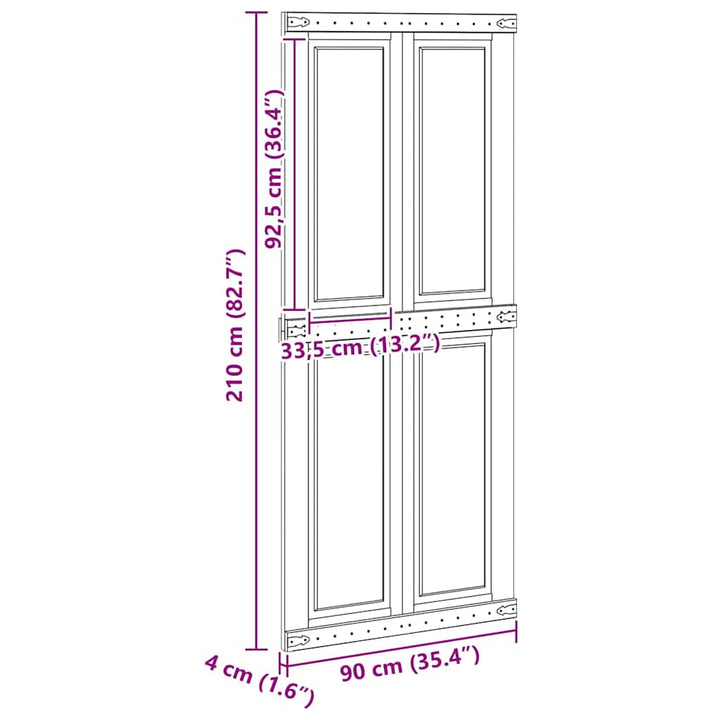 Ladedør Corona Hvid 90 x 210 cm Massivt fyrretræ