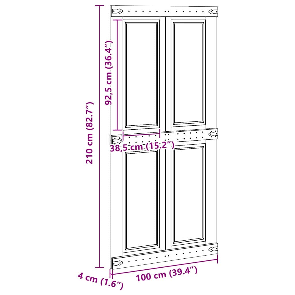 Ladedør Corona Hvid 100 x 210 cm Massivt fyrretræ