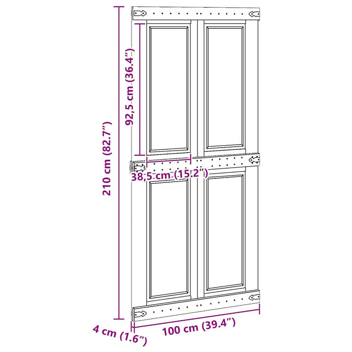 Ladedør Corona Hvid 100 x 210 cm Massivt fyrretræ