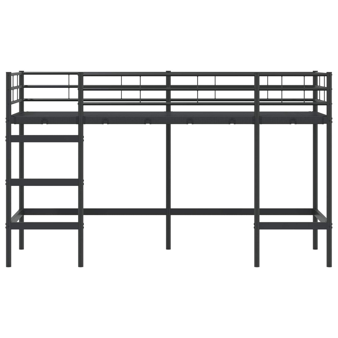 Børns Loft Seng Ramme Sort 74,5 x 190 cm Stål