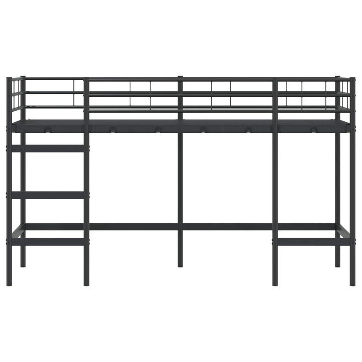 Børns Loft Seng Ramme Sort 90 x 190 cm Stål