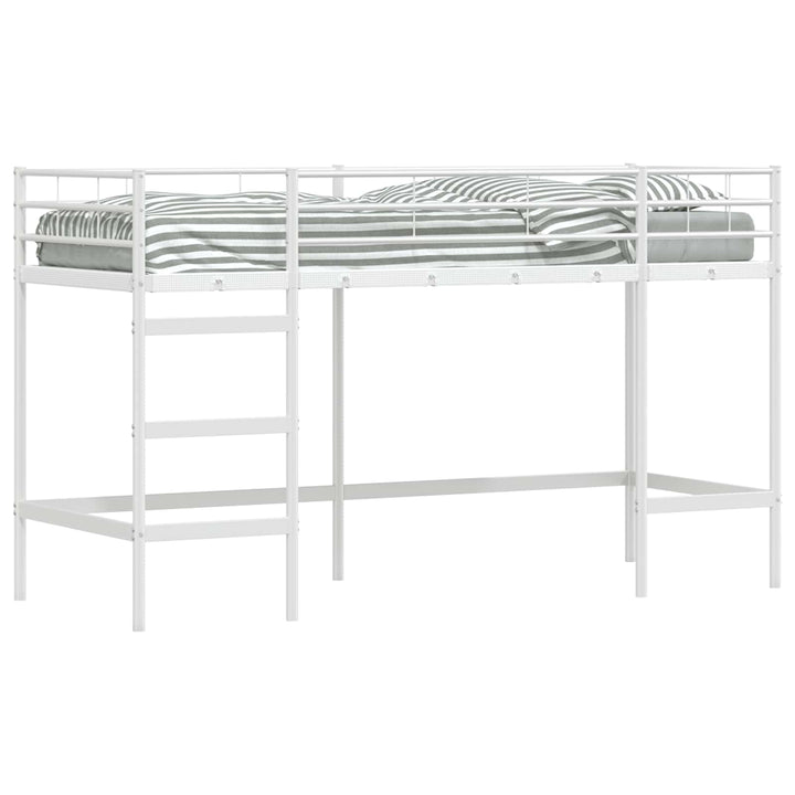 Børns Loft Seng Ramme Hvid 74,5 x 190 cm Stål