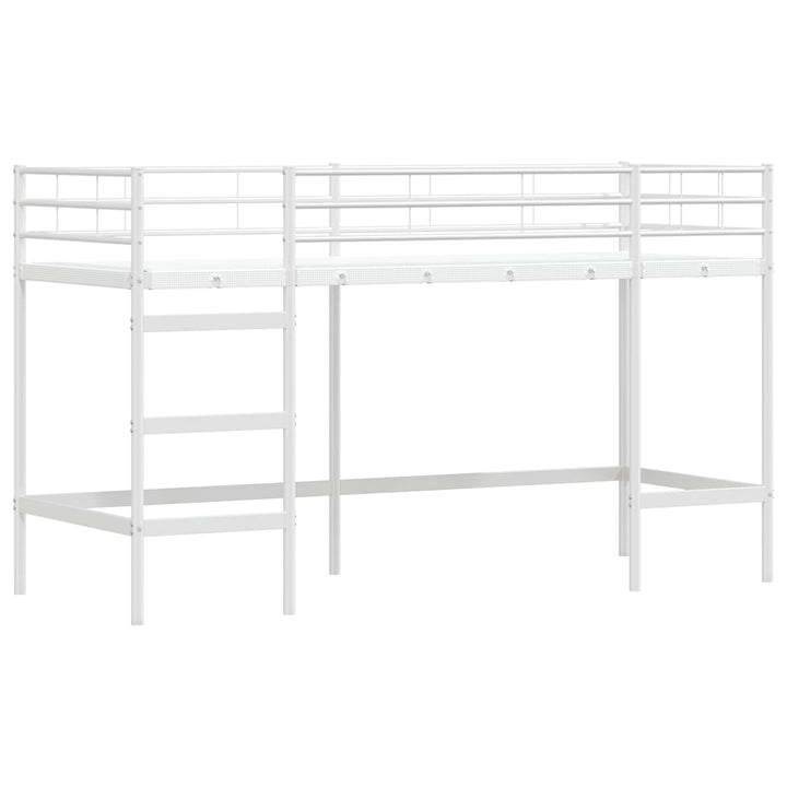 Børns Loft Seng Ramme Hvid 74,5 x 190 cm Stål