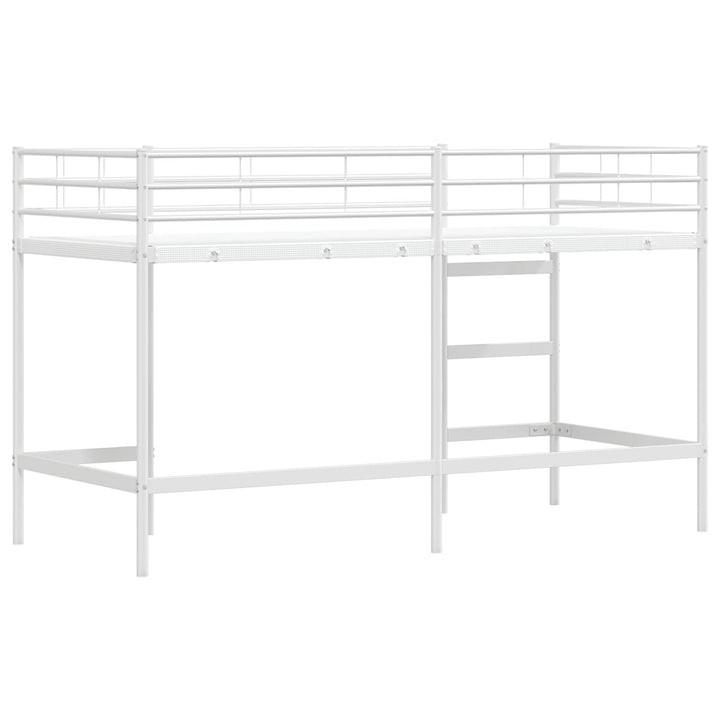 Børns Loft Seng Ramme Hvid 74,5 x 190 cm Stål