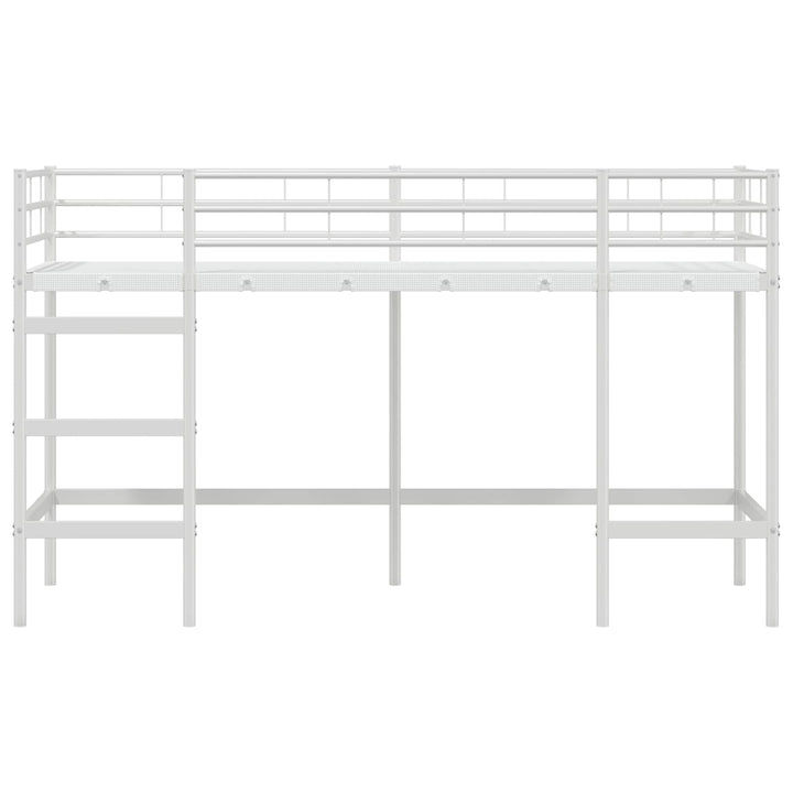 Børns Loft Seng Ramme Hvid 74,5 x 190 cm Stål