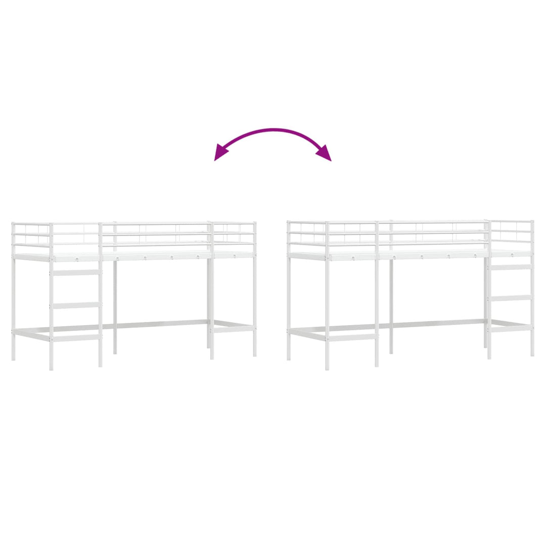 Børns Loft Seng Ramme Hvid 74,5 x 190 cm Stål