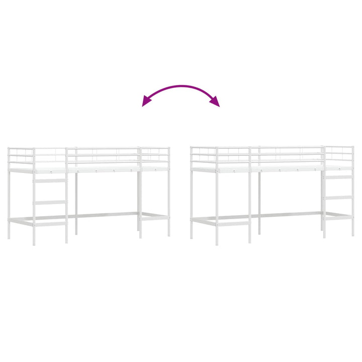 Børns Loft Seng Ramme Hvid 74,5 x 190 cm Stål