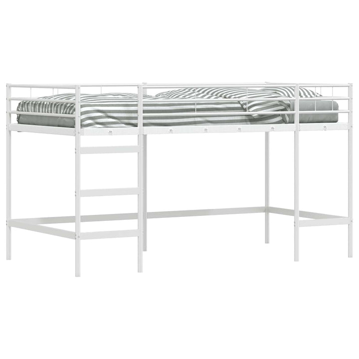 Børns Loft Seng Ramme Hvid 90 x 200 cm Stål