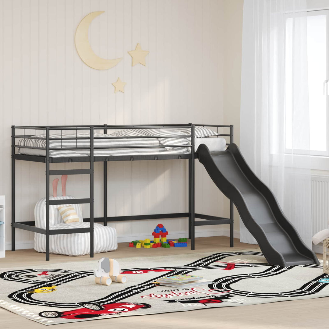 Kids'loftseng med rutsjebane Sort og Anthracit 75 x 190 cm