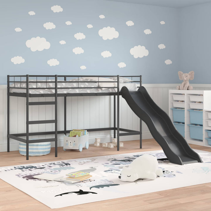 Kids'loftseng med rutsjebane Sort og Anthracit 75 x 190 cm