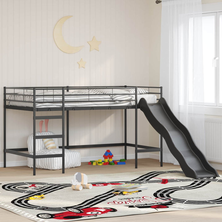 Kids'loftseng med rutsjebane Sort og Anthracit 80 x 200 cm
