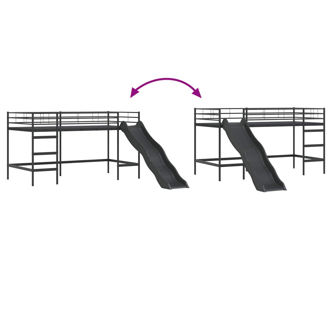 Kids'loftseng med rutsjebane Sort og Anthracit 80 x 200 cm