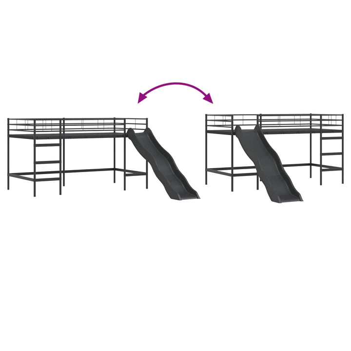 Kids'loftseng med rutsjebane Sort og Anthracit 80 x 200 cm