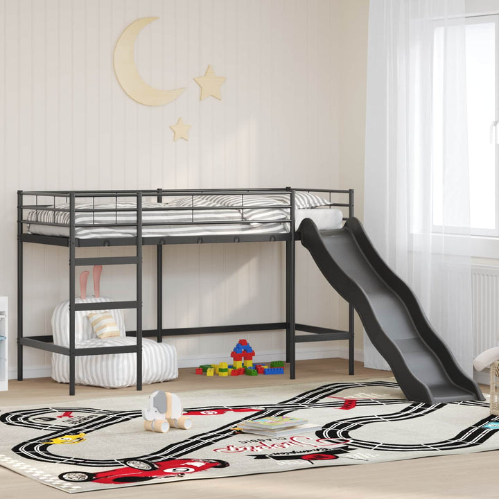 Kids'loftseng med rutsjebane Sort og Anthracit 90 x 190 cm