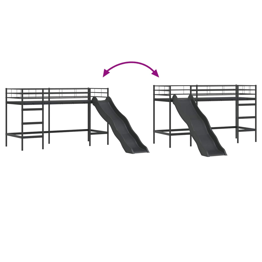 Kids'loftseng med rutsjebane Sort og Anthracit 90 x 190 cm