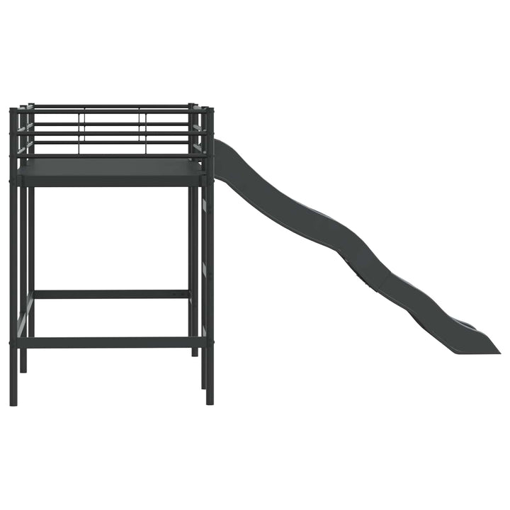 Kids'loftseng med rutsjebane Sort og Anthracit 90 x 190 cm