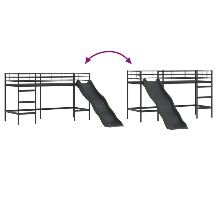Kids'loftseng med rutsjebane Sort og Anthracit 100 x 190 cm