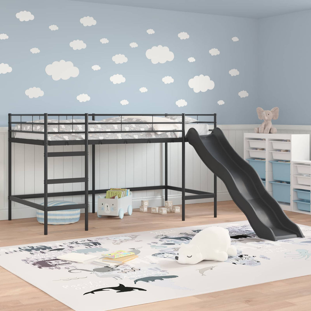 Kids'loftseng med rutsjebane Sort og Anthracit 107 x 203 cm