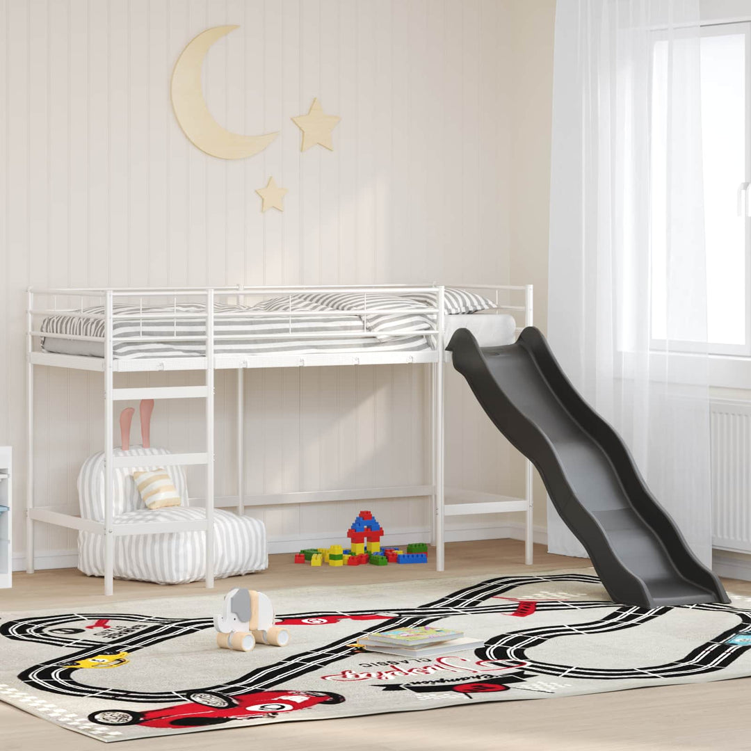 Kids'loftseng med rutsjebane Hvid og Antracit 90 x 190 cm