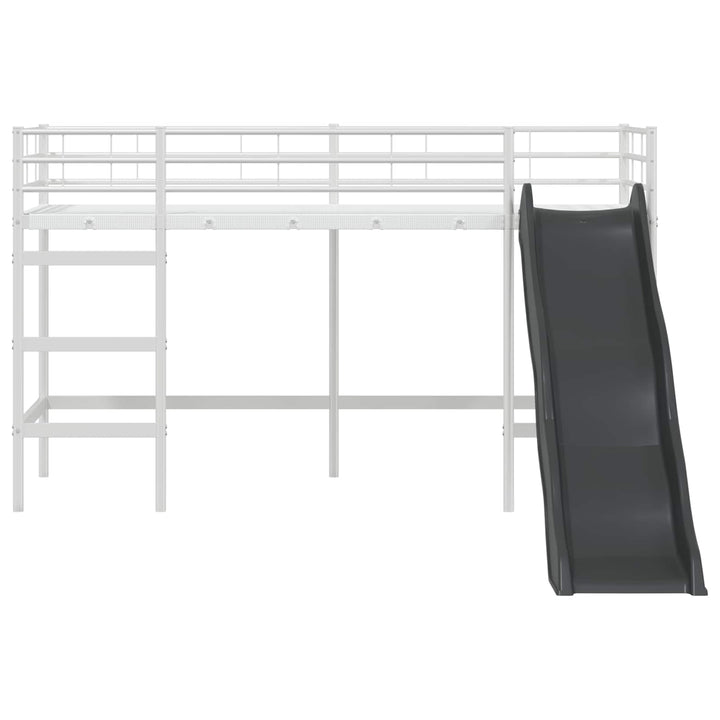 Kids'loftseng med rutsjebane Hvid og Antracit 90 x 190 cm
