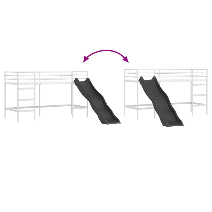 Kids'loftseng med rutsjebane Hvid og Antracit 90 x 190 cm