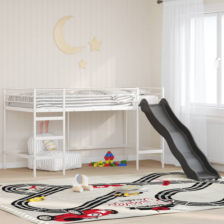 Kids'loftseng med rutsjebane Hvid og Antracit 90 x 200 cm