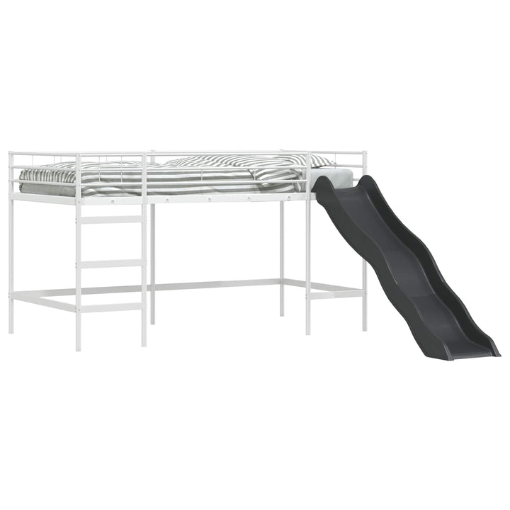 Kids'loftseng med rutsjebane Hvid og Antracit 90 x 200 cm