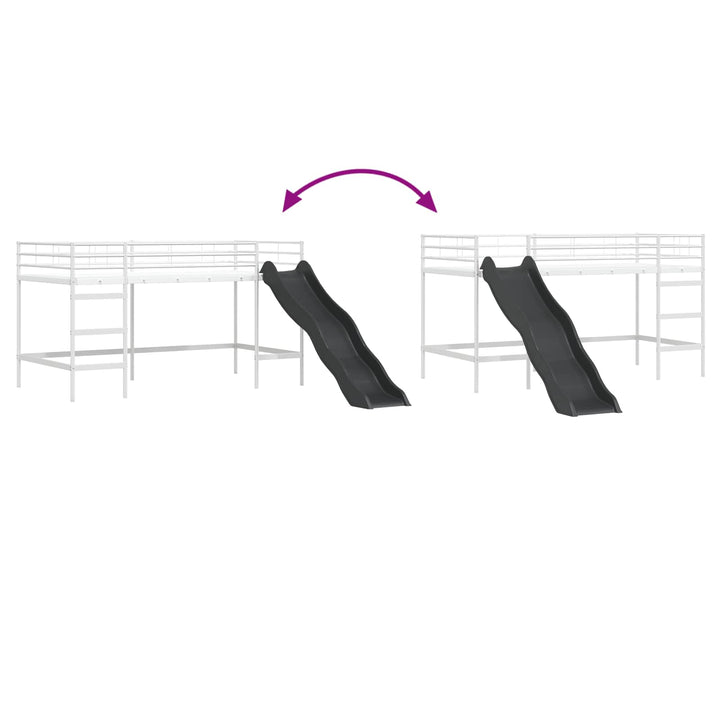 Kids'loftseng med rutsjebane Hvid og Antracit 90 x 200 cm