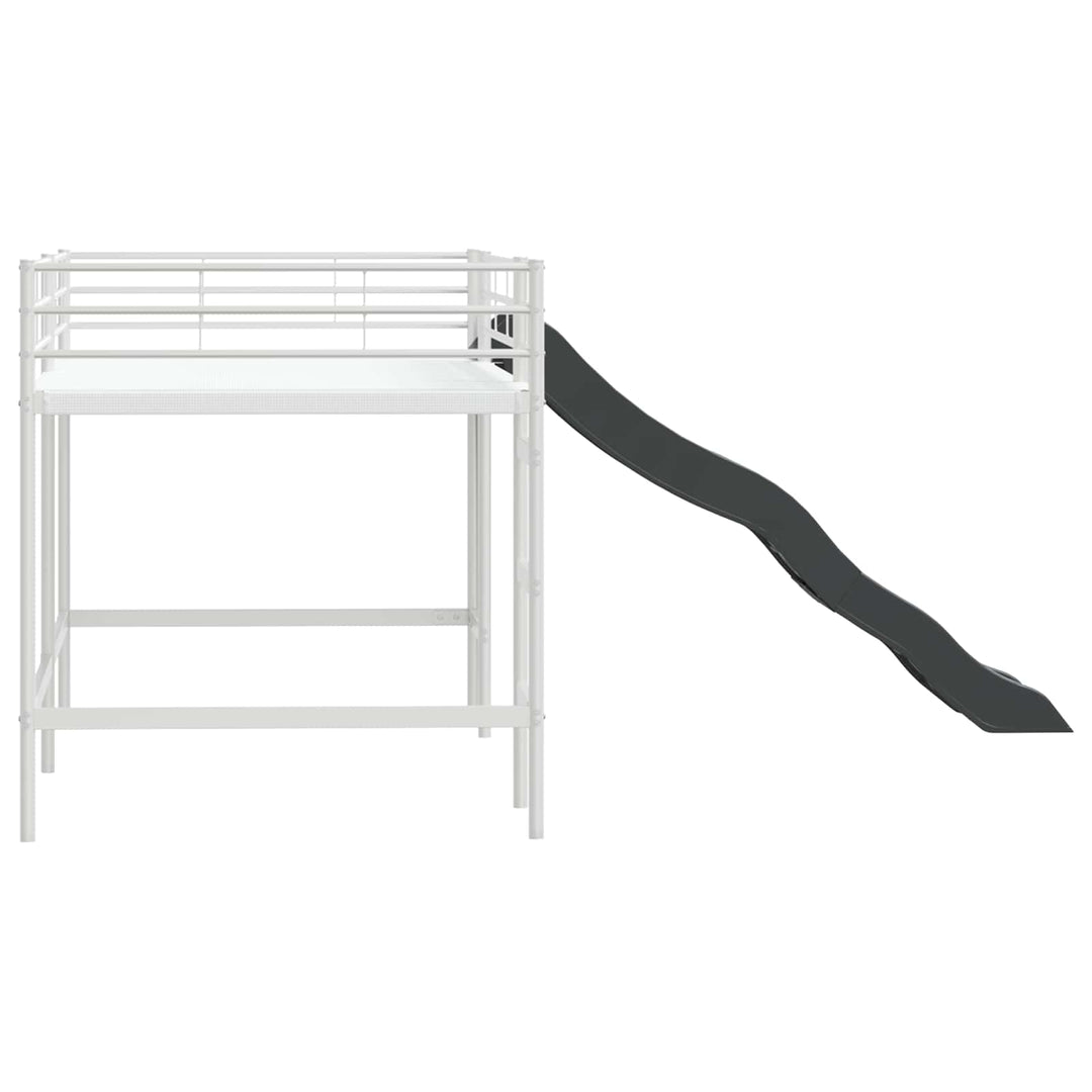 Kids'loftseng med rutsjebane Hvid og Antracit 90 x 200 cm