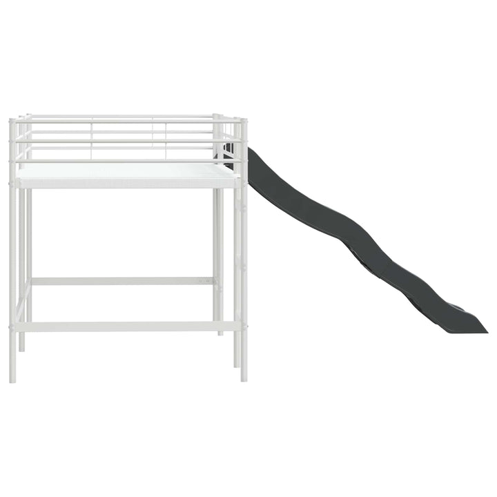 Kids'loftseng med rutsjebane Hvid og Antracit 90 x 200 cm