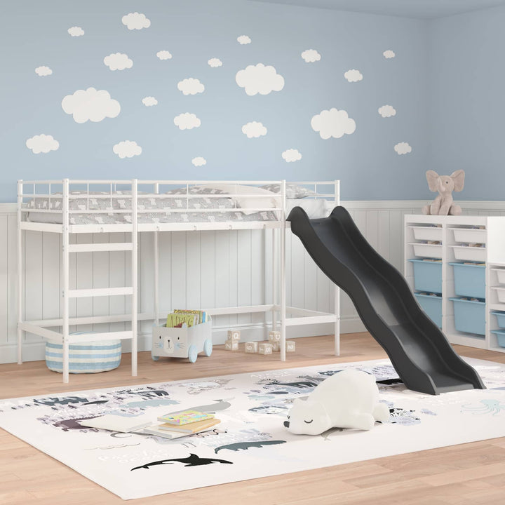 Kids'loftseng med rutsjebane Hvid og Antracit 100 x 190 cm