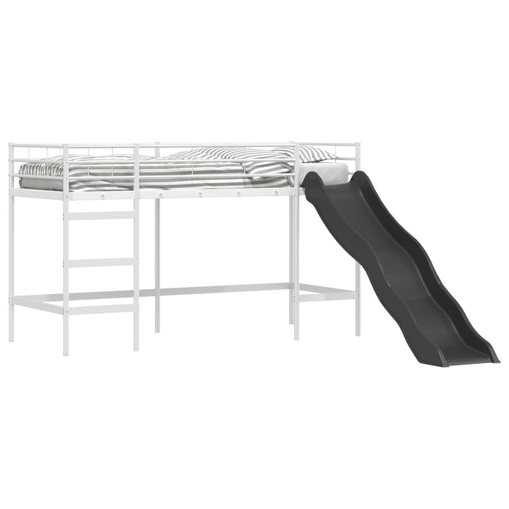 Kids'loftseng med rutsjebane Hvid og Antracit 100 x 190 cm
