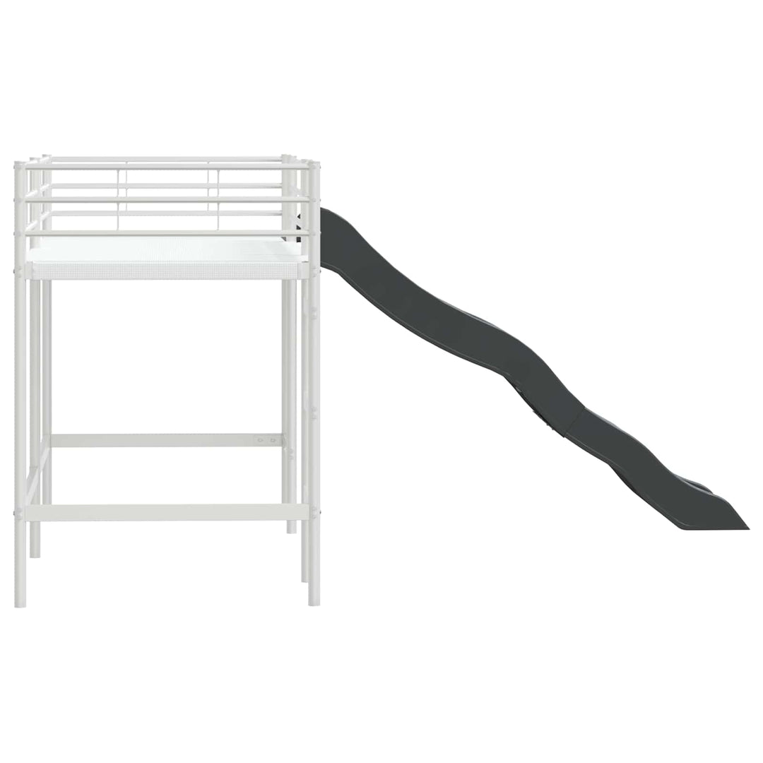 Kids'loftseng med rutsjebane Hvid og Antracit 100 x 190 cm