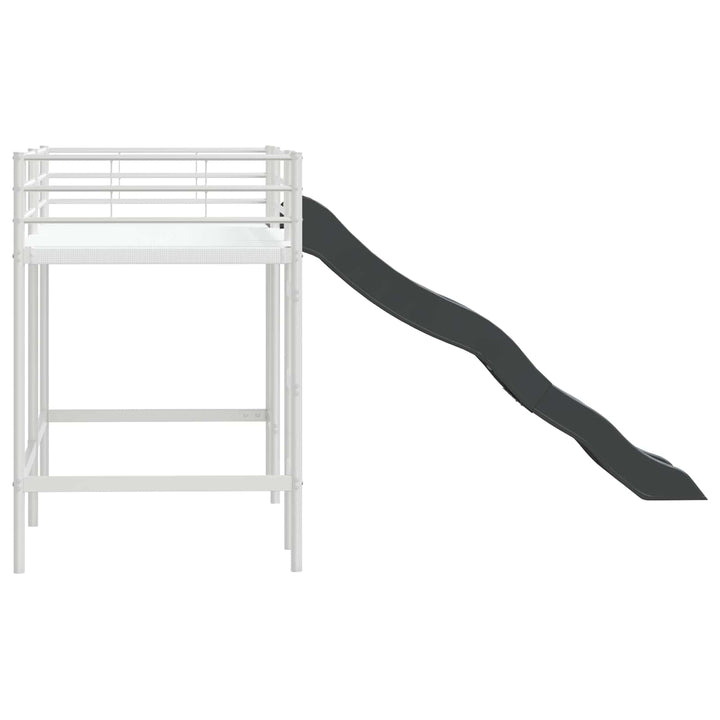 Kids'loftseng med rutsjebane Hvid og Antracit 100 x 190 cm