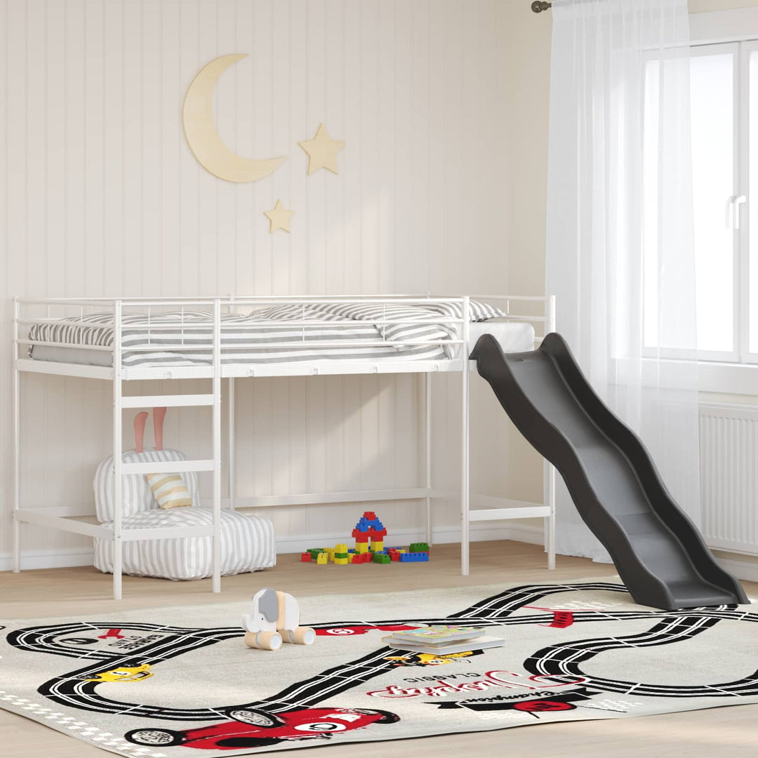Kids'loftseng med rutsjebane Hvid og Antracit 107 x 203 cm