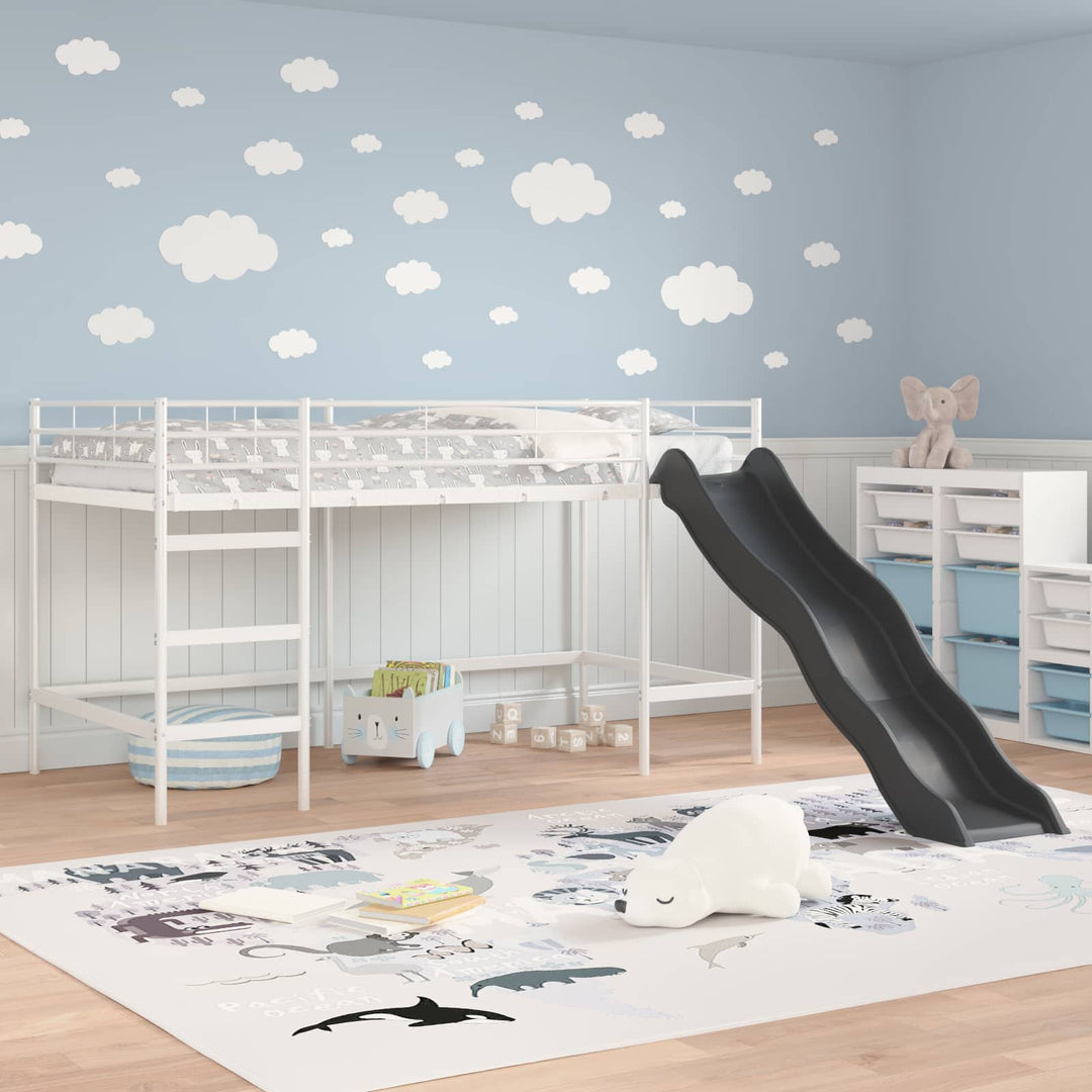Kids'loftseng med rutsjebane Hvid og Antracit 107 x 203 cm