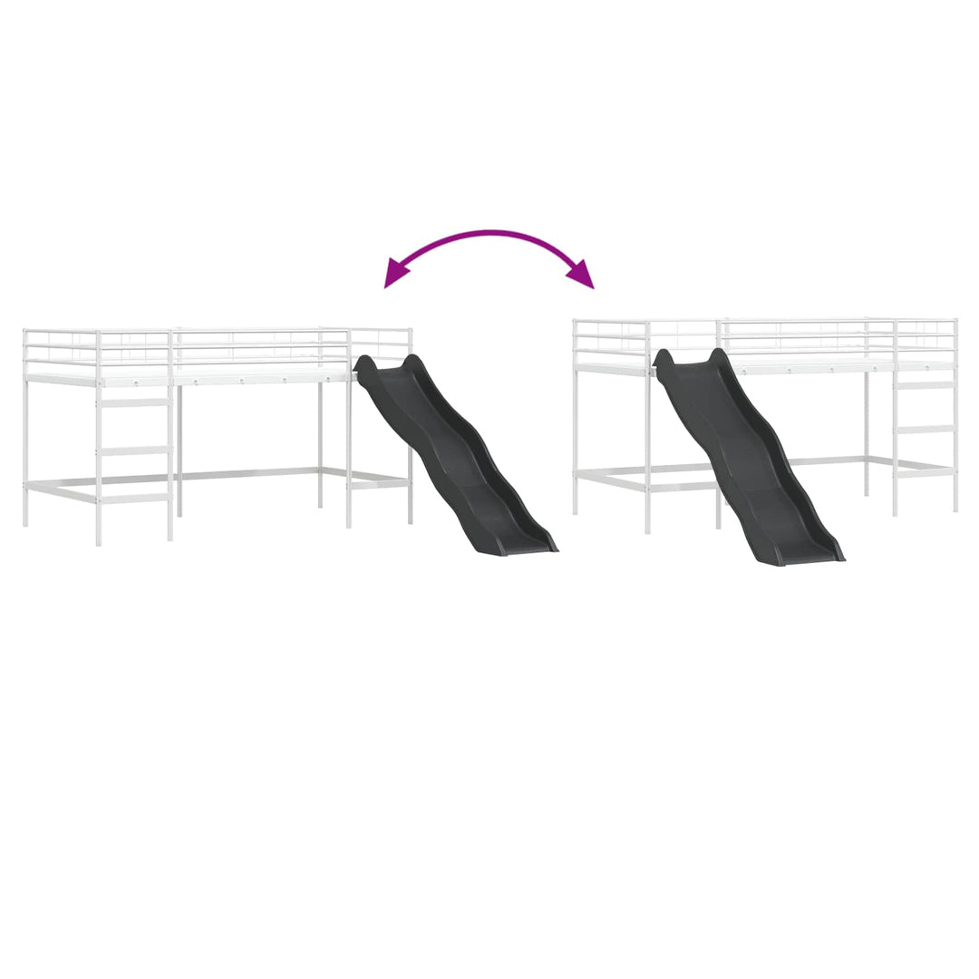 Kids'loftseng med rutsjebane Hvid og Antracit 107 x 203 cm