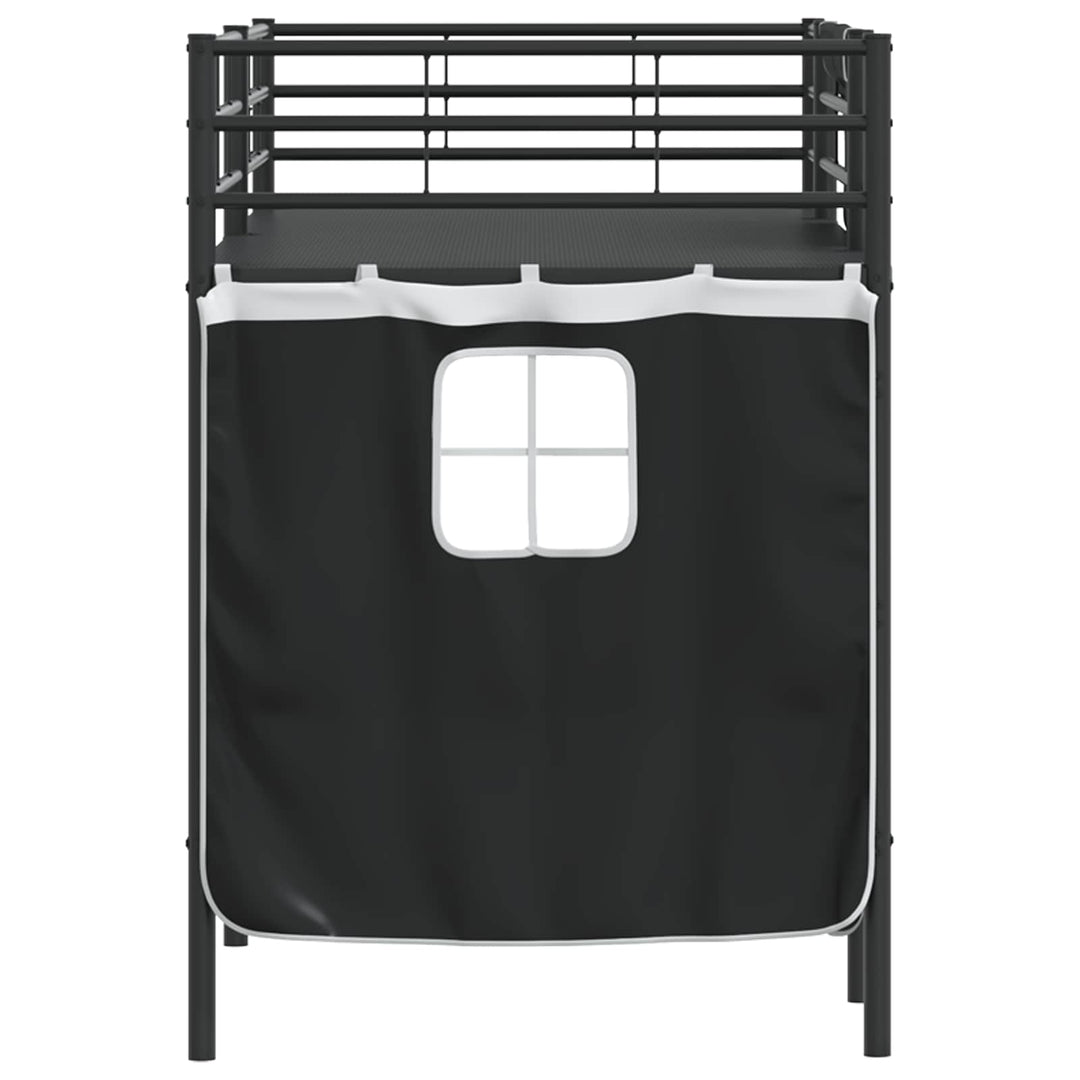 Kids'loftseng med gardiner Sort 75 x 190 cm